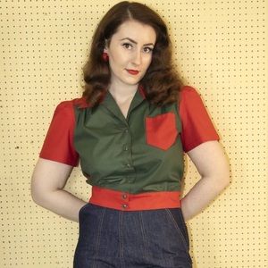 NWOT Freddie's of Pinewood 1940s Work Blouse 100% Cotton